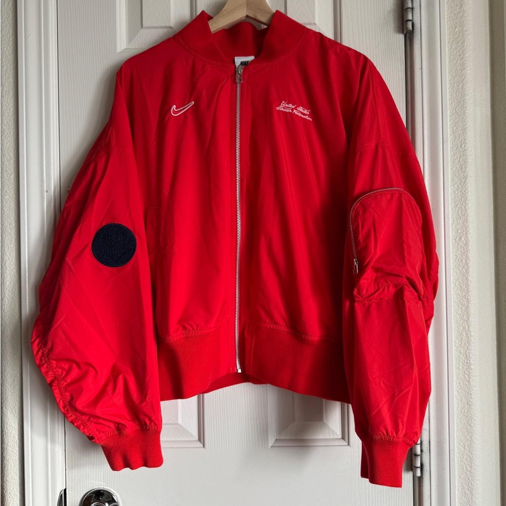 Nike USA Exclusive Red Oversized Bomber Jacket | NWT